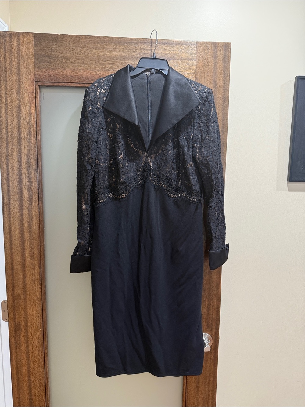 Tadashi Shoji Black Lace-Top Women's Coat Dress